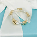 Size 5.5 Tiffany Signature X Kiss Ring in Yellow 750 Gold and Sterling Silver-6