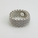 Size 10  Tiffany & Co Somerset Mesh Weave Mens Unisex Ring in Sterling Silver - 2