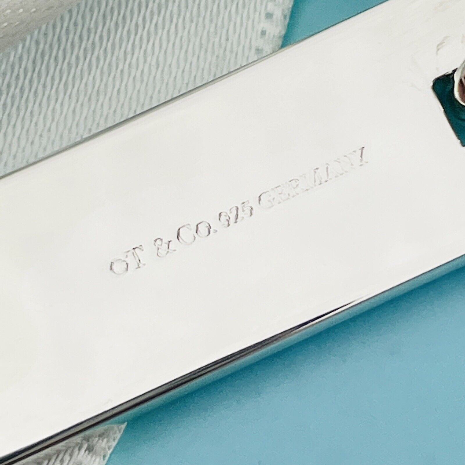 Tiffany and Co Mens Studded Diamond Cut Bar Dog Tag Pendant Germany