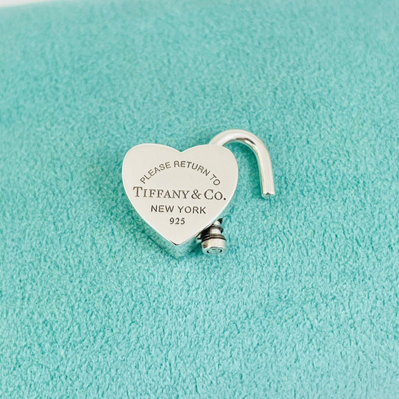 Return to Tiffany & Co New York Heart Padlock Lock Charm Pendant