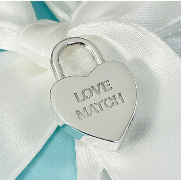 Tiffany LOVE MATCH Heart Charm Padlock Lock or Pendant in Sterling Silver