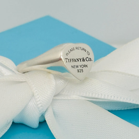 Size 6.5 Return to Tiffany Heart Signet Ring in Sterling Silver
