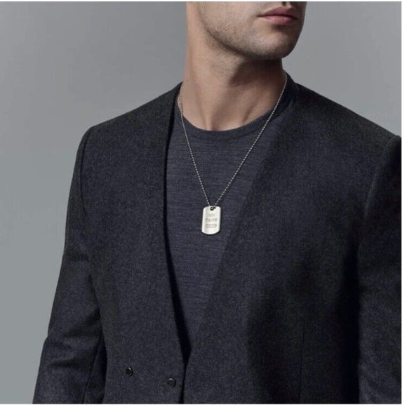 24" Tiffany & Co 1837 Dog ID Tag on Bead Chain Necklace Mens Unisex