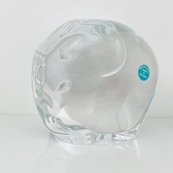 Tiffany & Co Crystal Elephant Statue or Paperweight Large and Heavy
