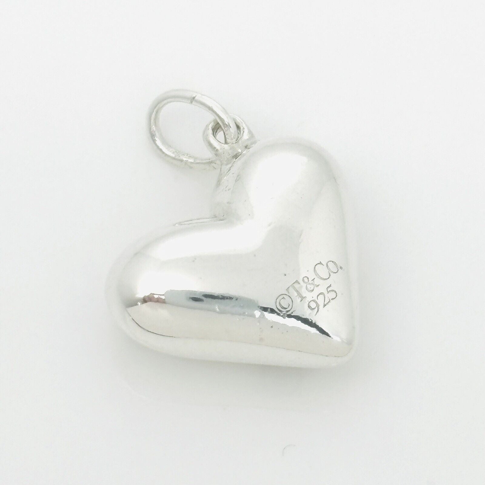 Tiffany & Co Etoile 5 Diamond Puffed Heart Charm or Pendant in Sterling Silver