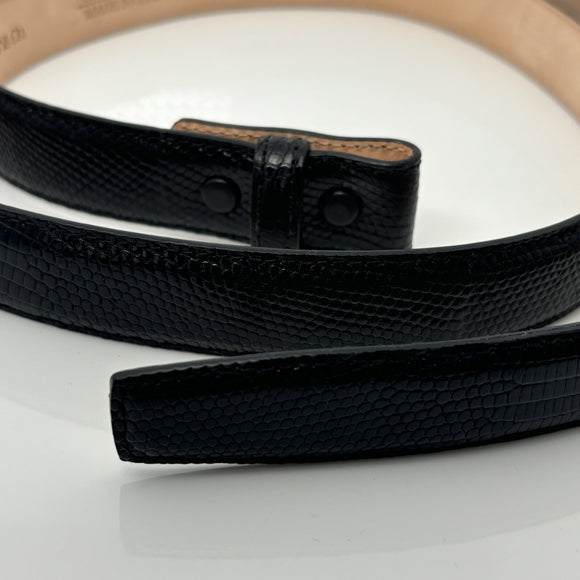 Tiffany & Co Black Lizard Skin Leather Mens Belt Size 32