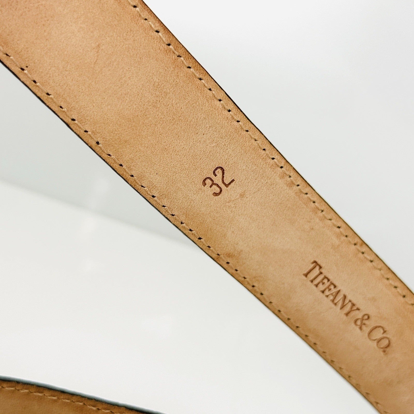 Tiffany & Co Black Lizard Skin Leather Mens Belt Size 32