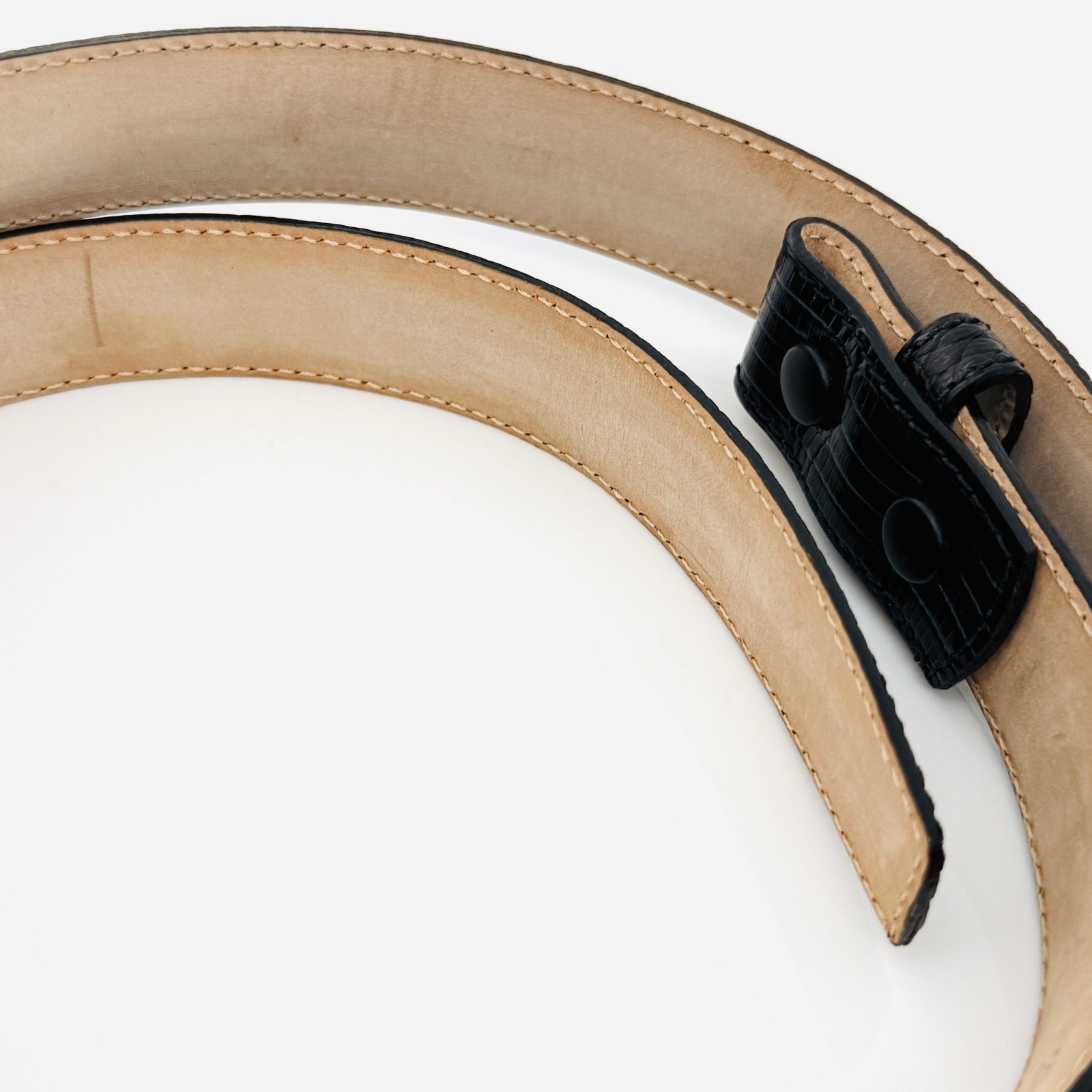 Tiffany & Co Black Lizard Skin Leather Mens Belt Size 32