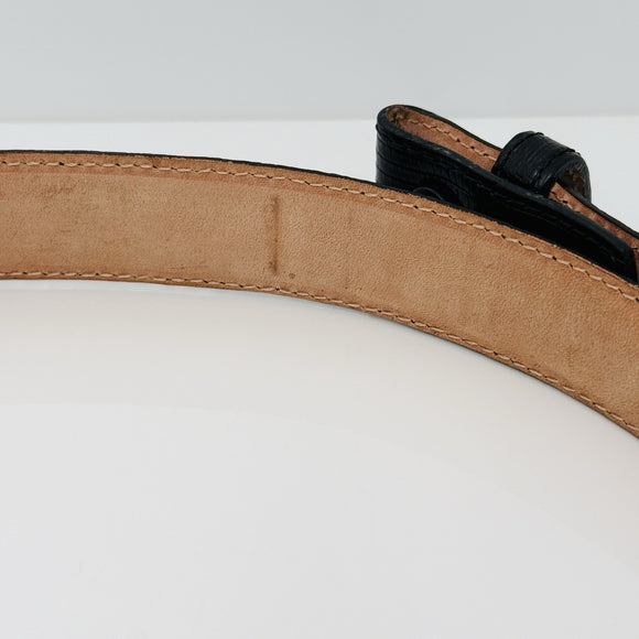 Tiffany & Co Black Lizard Skin Leather Mens Belt Size 32