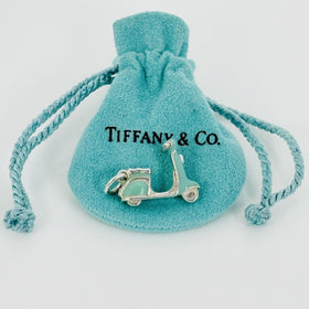 RARE Tiffany & Co Scooter Moped Charm in Blue Enamel and Sterling Silver - 0