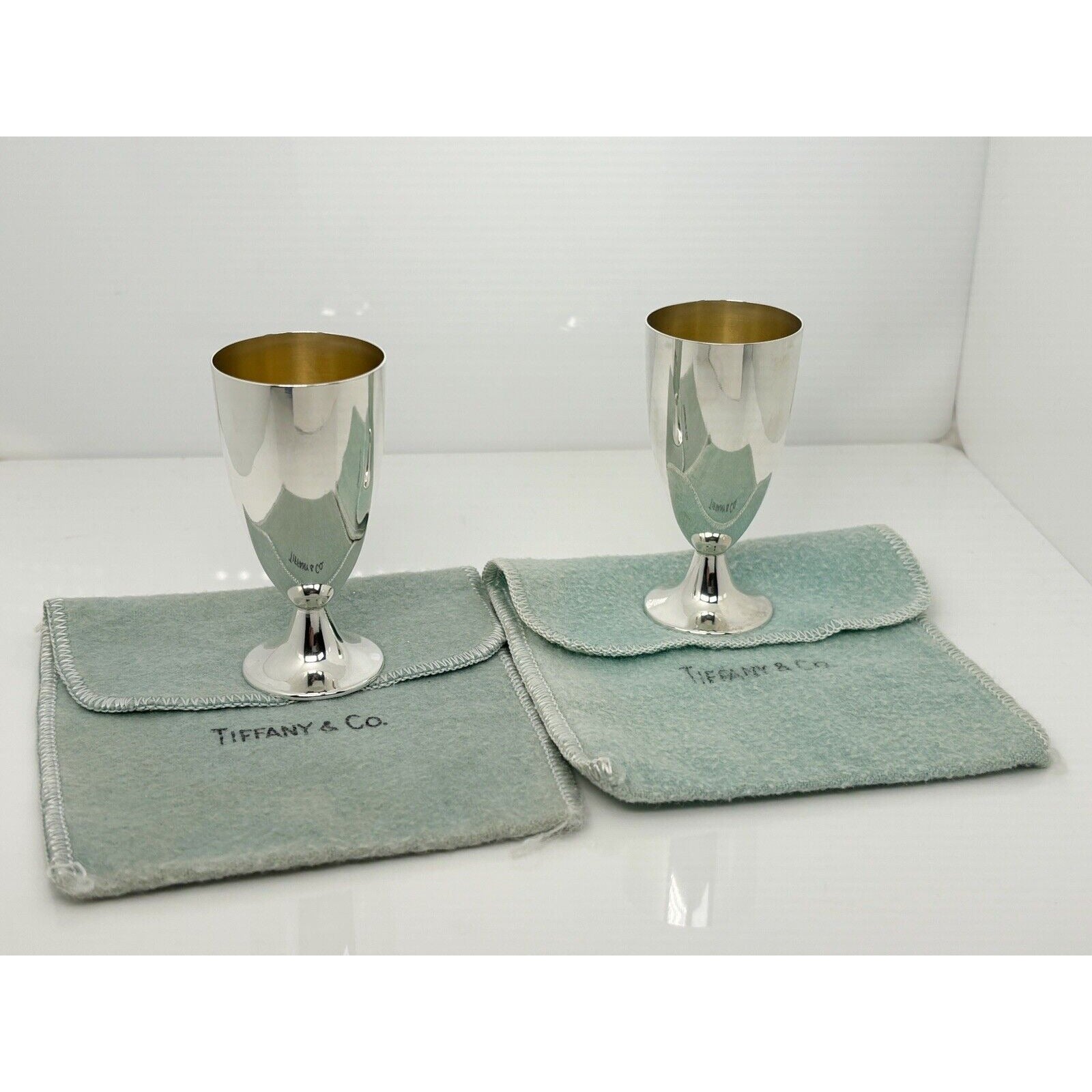 Tiffany & Co Shot Glass Liqueur Cordial Cup Bar Glass Set Makers Sterling Silver