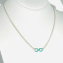 Tiffany & Co Blue Enamel Infinity Pendant Double Chain Necklace - 2