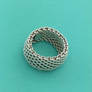 Size 8 Tiffany & Co Mens Unisex Silver Somerset Mesh Weave Flexible Dome Ring-7