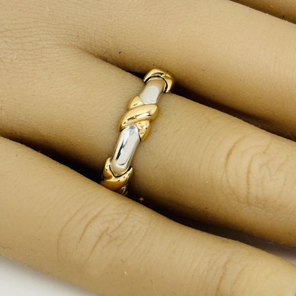 Tiffany & Co Signature X Gold and Silver Ring Size 5.5 - 4