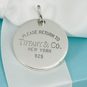 Return to Tiffany Round Tag Pendant or Charm in Sterling Silver
