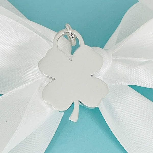 Tiffany & Co Silver Good Luck Shamrock Lucky Irish 4 Leaf Clover Charm Pendant - 4