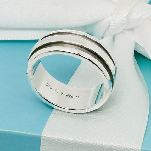 Size 9 Tiffany & Co Vintage Atlas Groove Ring Mens Unisex in Sterling Silver - 0
