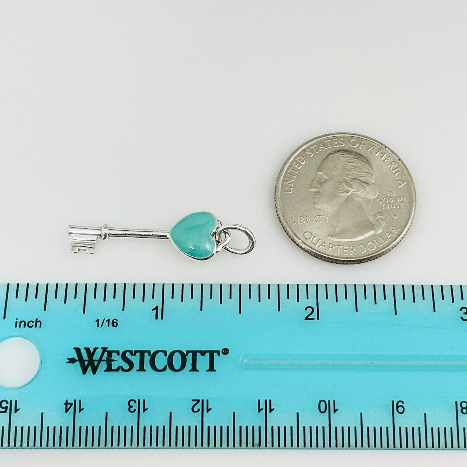 Tiffany & Co Blue Enamel Heart Tag Key Charm or Pendant FREE Shipping