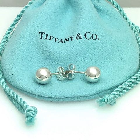 Tiffany & Co HardWear Bead Ball Earrings 8mm in Sterling Silver AUTHENTIC