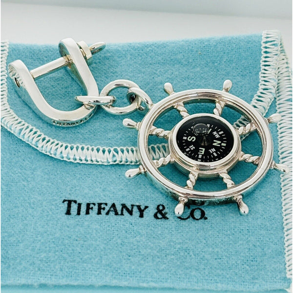 Tiffany & Co Compass Key Ring Keychain Ship Wheel Boat Sailing Captain - 1