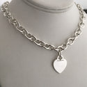 Tiffany & Co Sterling Silver Engravable Blank Heart Tag Necklace with Blue Box - 7