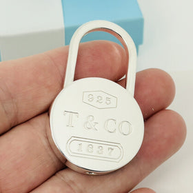 Tiffany & Co Large 1837 Padlock Key Ring KeyChain in Sterling Silver