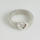 Size 8.5 Tiffany & Co Somerset Heart Ring Mesh Weave Flexible Sterling Silver-1