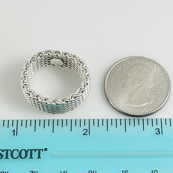 Size 7.5 Tiffany Somerset Mesh Basket Weave Ring in Sterling Silver Unisex - 5