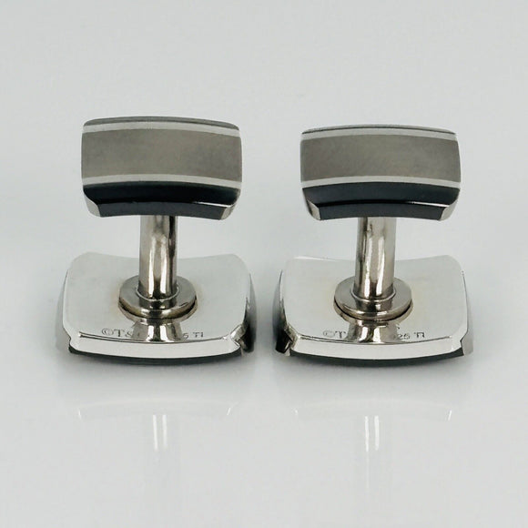 Tiffany Atlas Cufflinks in Titanium and Sterling Silver Roman Numerals XII 12