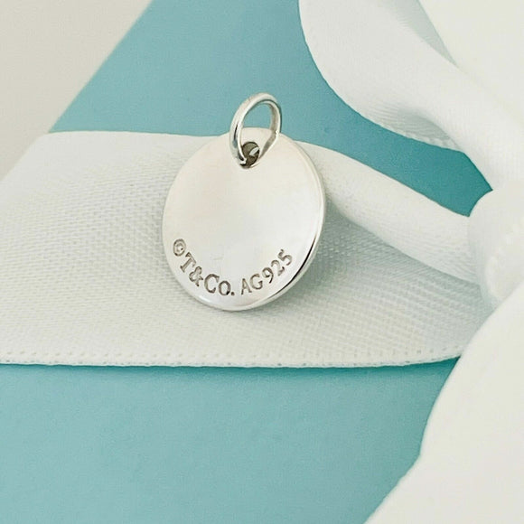 Tiffany Silver Letter M Alphabet Initial Round Circle Notes Charm Pendant