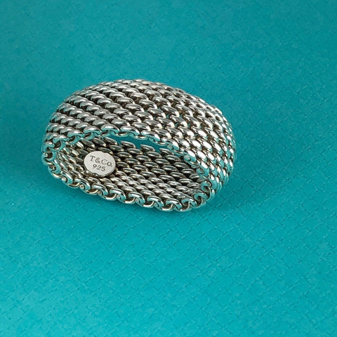 Size 6.5 Tiffany & Co Somerset Mesh Weave Flexible Dome Unisex Mens Ring - 0
