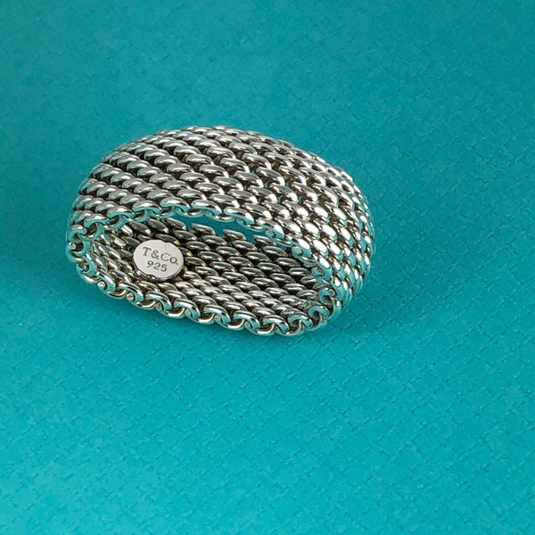 Size 6.5 Tiffany & Co Somerset Mesh Weave Flexible Dome Unisex Mens Ring - 2