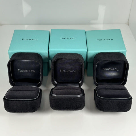 1 Tiffany Ring Gift Storage Box Blue Black Suede Leather Presentation Storage