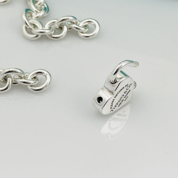 Return to Tiffany & Co Heart Padlock Lock Pendant Necklace in Sterling Silver