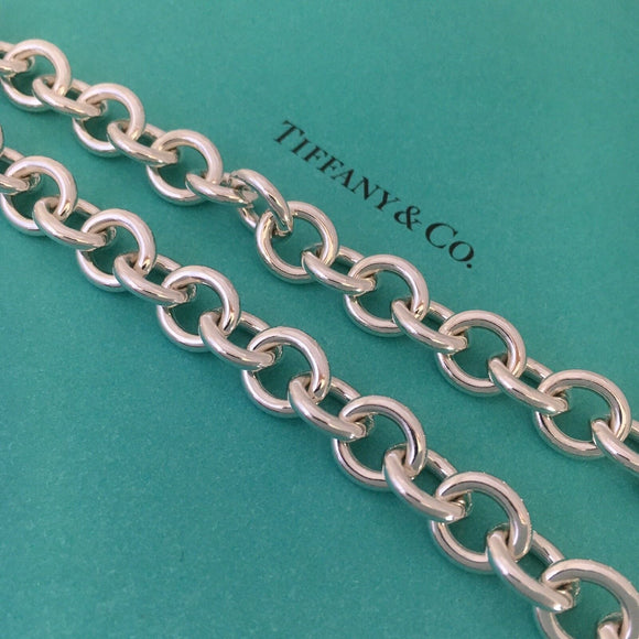 20” Large Tiffany & Co Sterling Silver Blank Heart Tag Toggle Necklace Plus Size