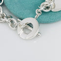 Large Tiffany & Co Sterling Silver Blank Heart Tag Toggle Charm Bracelet - 5