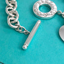 8.5" Tiffany & Co Blank Heart Tag Toggle Charm Bracelet GENUINE in Silver-6