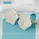 RARE Tiffany & Co Hibiscus Flower Cufflinks in Sterling Silver-2