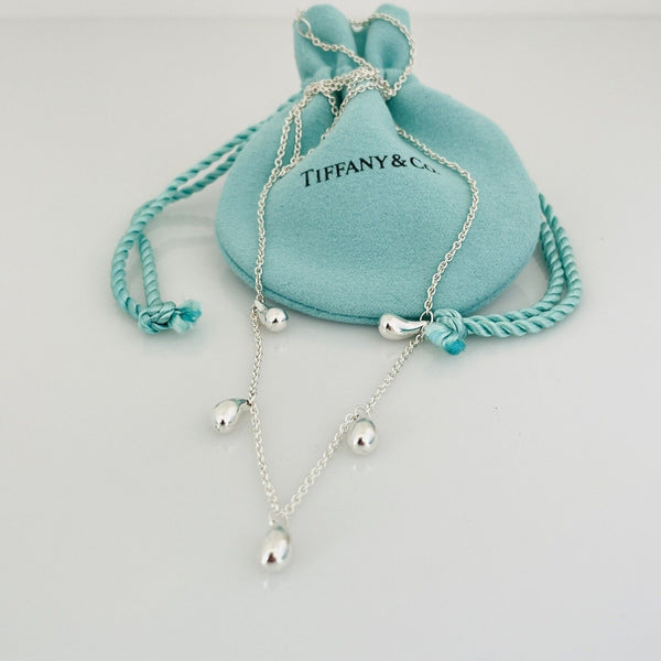 20" Tiffany & Co Multi 5 Teardrop Elsa Peretti  Necklace in Sterling Silver - 5