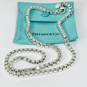 20” Tiffany & Co Venetian Box Link Necklace Chain in Sterling Silver - 0