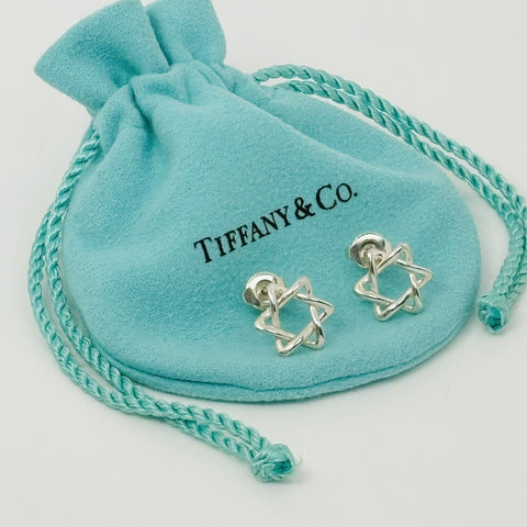 RARE Tiffany & Co Star of David Stud Earrings by Elsa Peretti Six Point Star - 0