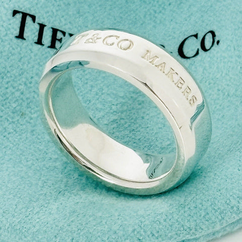 Size 6.5 Tiffany Makers Slice Ring Medium 6.7mm Band in Sterling Silver