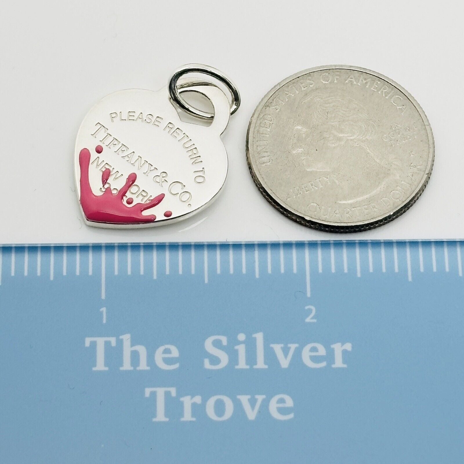 Return to Tiffany Pink Enamel Color Splash Heart Tag Pendant Charm