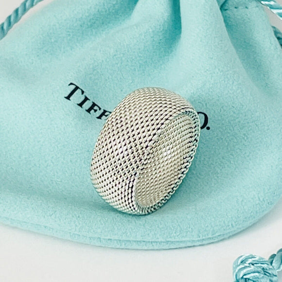 Size 5 Tiffany & Co Somerset Mesh Weave Firm Solid Dome Ring in Silver