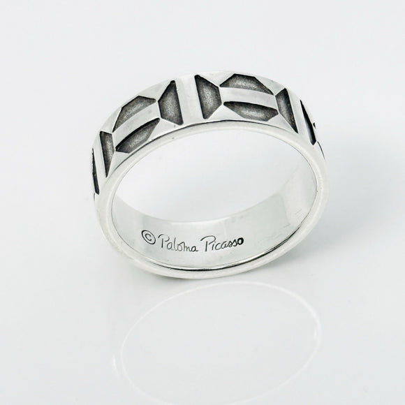 Size 9.5 Tiffany & Co Zellige Aztec Ring | Paloma Picasso | 925 Silver | Mens