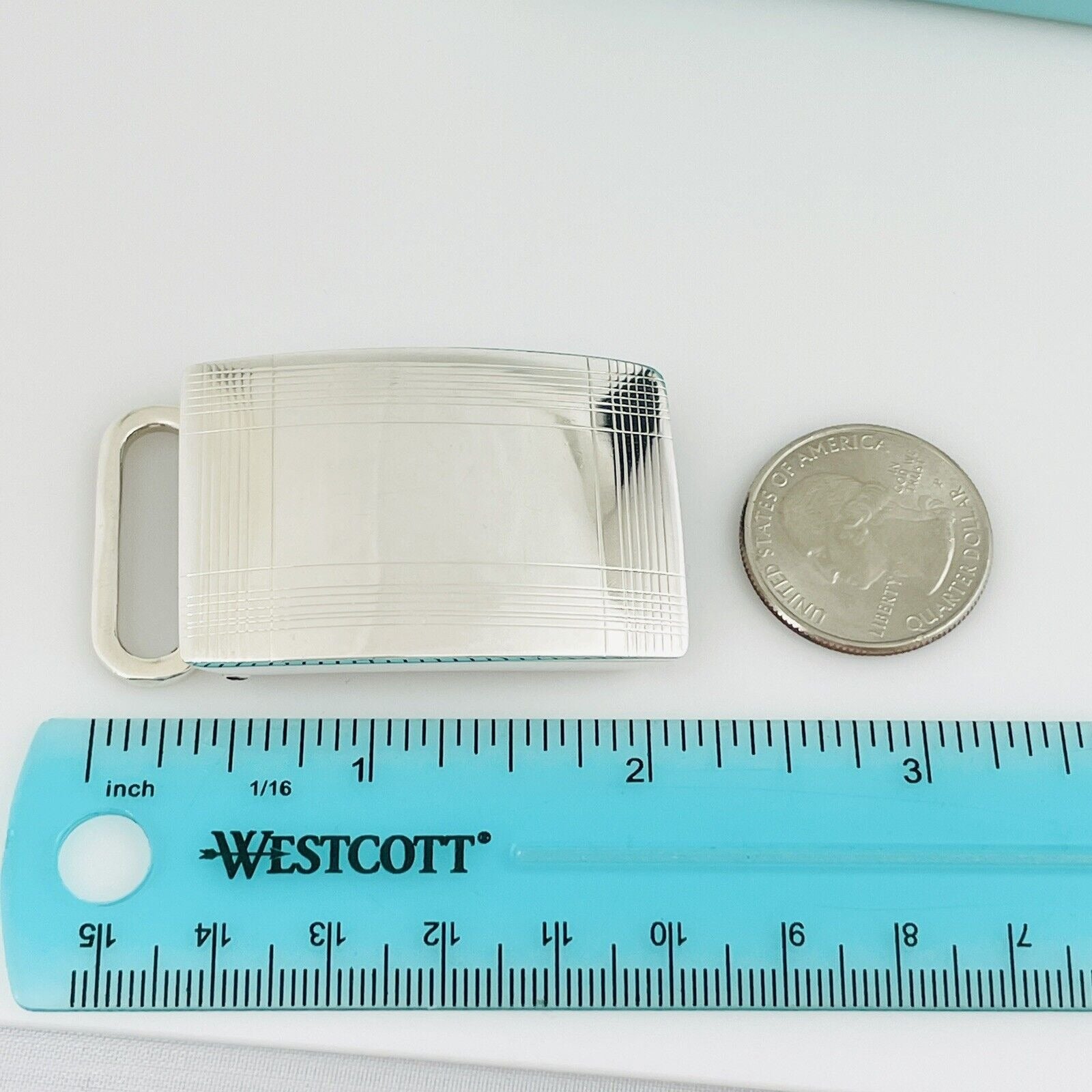 Tiffany & Co Belt Buckle Sterling Silver Engravable Machine Turned Mens Unisex