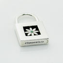 Tiffany Blue Enamel Daisy Flower Padlock Lock Charm Pendant in Sterling Silver-4