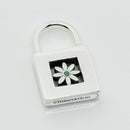 Tiffany Blue Enamel Daisy Flower Padlock Lock Charm Pendant in Sterling Silver-1