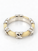 Tiffany & Co. Signature X Ring Size 9.5 in White Enamel and 925 Silver Stacking-3