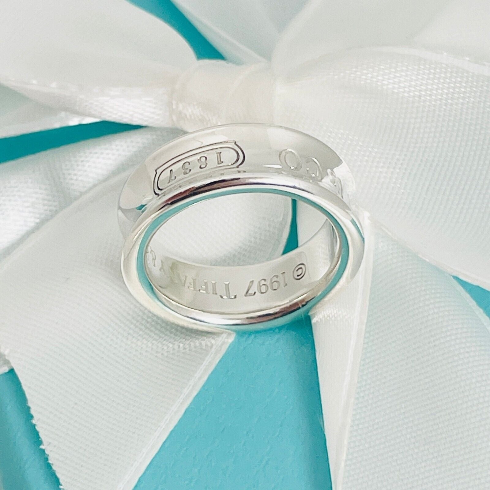 Size 4.5 Tiffany & Co 1837 Ring Concave in Sterling Silver